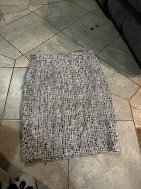 Express Black & White Textured Pencil Skirt - Crosshatch Print